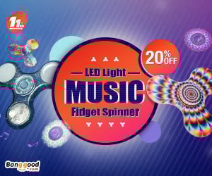 banggood.com - 72 hours Anniversary Deals – LED Light Music Fidget Spinner up to 20% OFF!