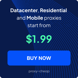 Datacenter, Residential, and Mobile proxies start from $1.99