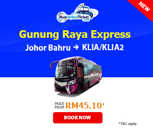 Gunung Raya Express Bus From Johor Bahru to KLIA and KLIA2