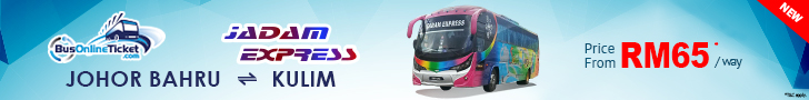 Jadam Express provides bus between Johor Bahru and Kulim at price from RM65 per way